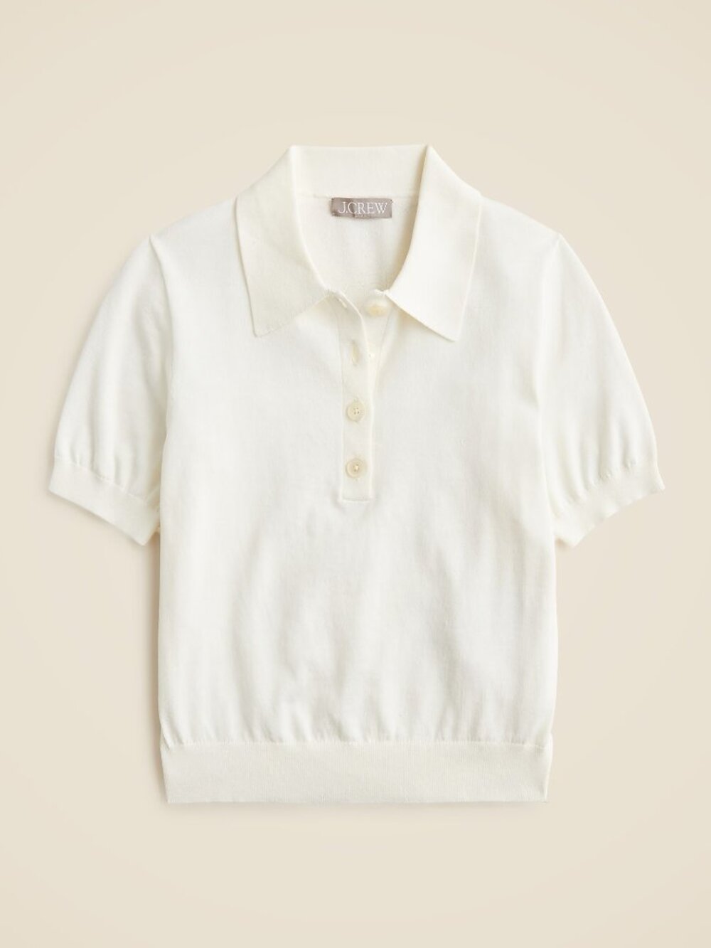 J. Crew Cream Short Sleeve Polo Sweater